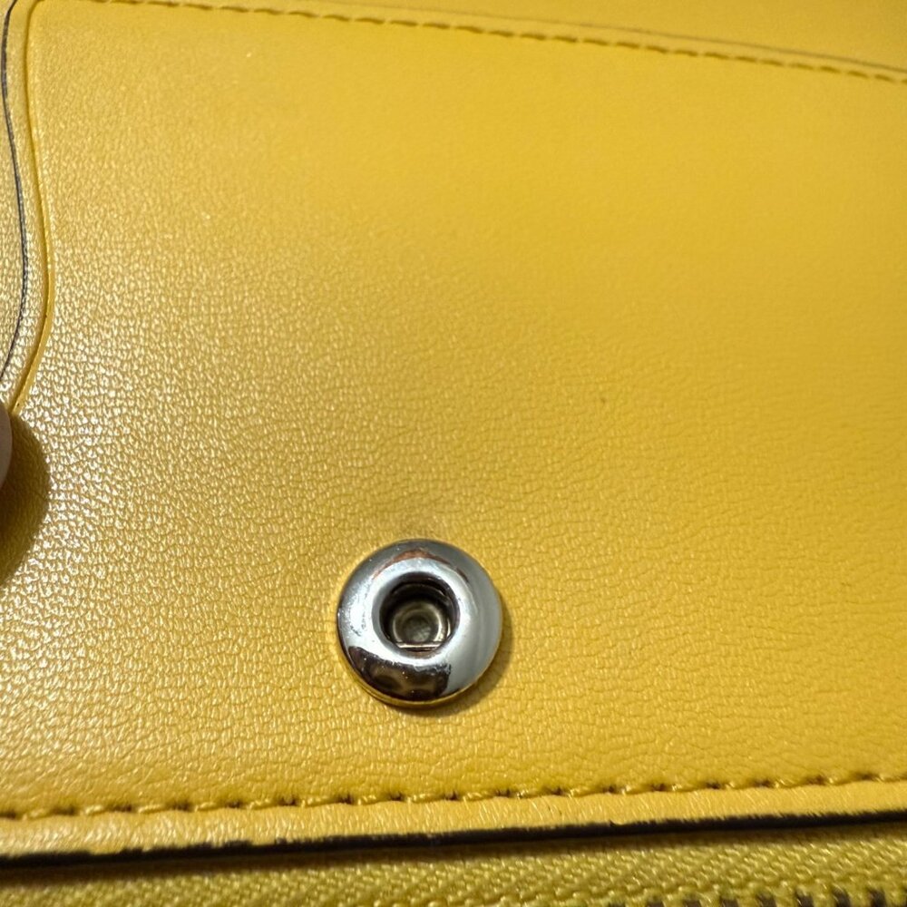 Kate Spade Mustard Yellow Leather Bi Fold Zippered Coin Wallet - Picture 5 of 6